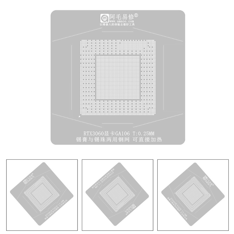 Vivi BGA Reballing Stensil Untuk RTX3060 3060TI Graphics Card GA106-300-A1 Solder Solder Dual Purpose Stencil