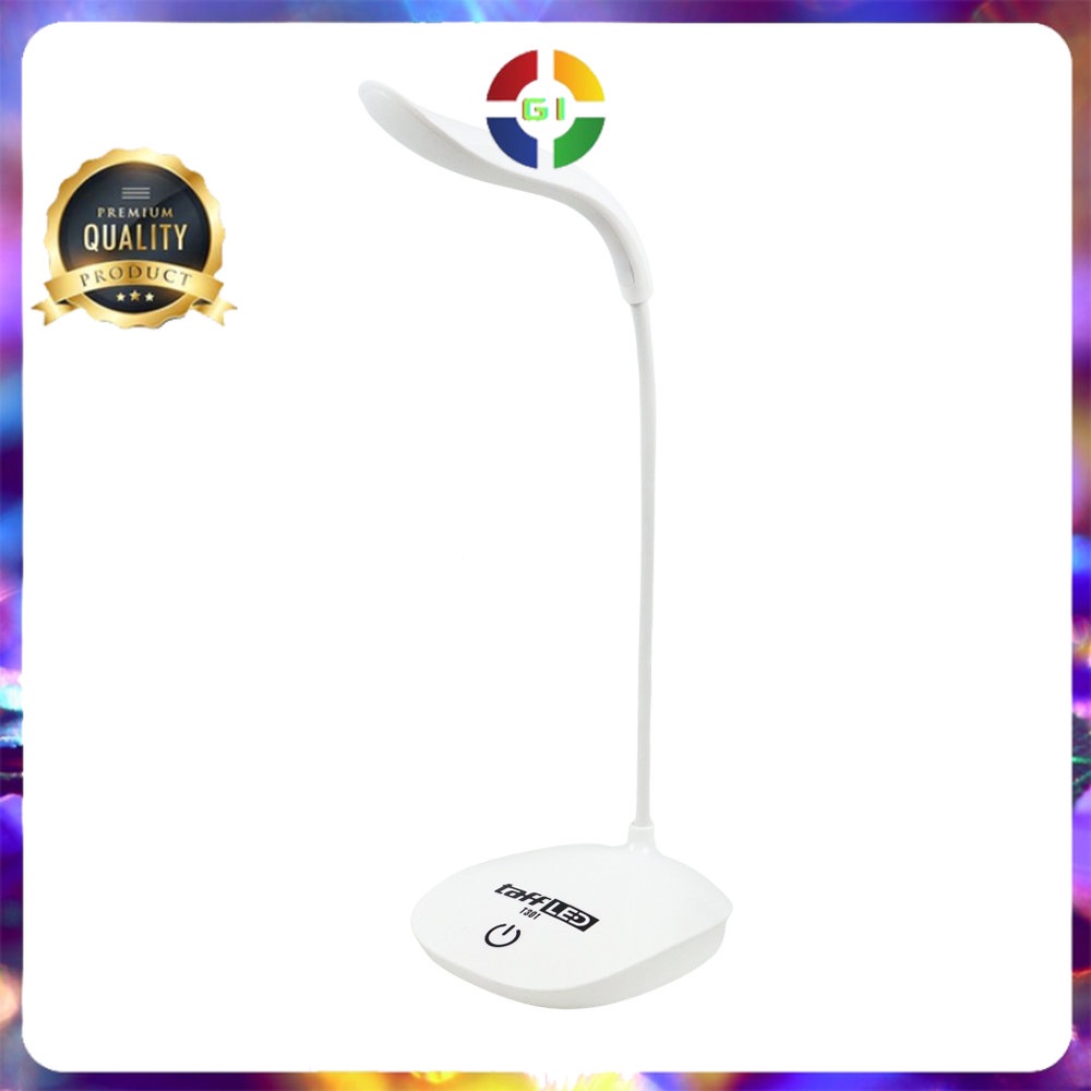 Lampu Meja Belajar Desk Lamp Rechargeable 14 LED White Light White