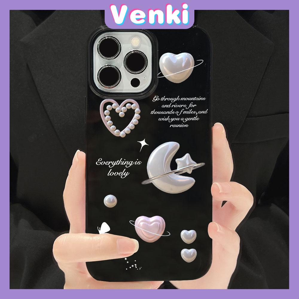 VENKI - For iPhone 11 iPhone Case Black Glossy TPU Soft Case Shockproof Protection Camera Love Star Moon Compatible with iPhone 14 13 Pro max 12 Pro Max xr xs max 7Plus 8Plus