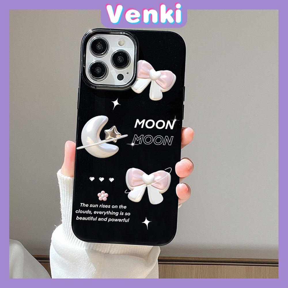 VENKI - For iPhone 11 iPhone Case Black Glossy TPU Soft Case Shockproof Protection Camera Star Moon bow Compatible with iPhone 14 13 Pro max 12 Pro Max xr xs max 7Plus 8Plus