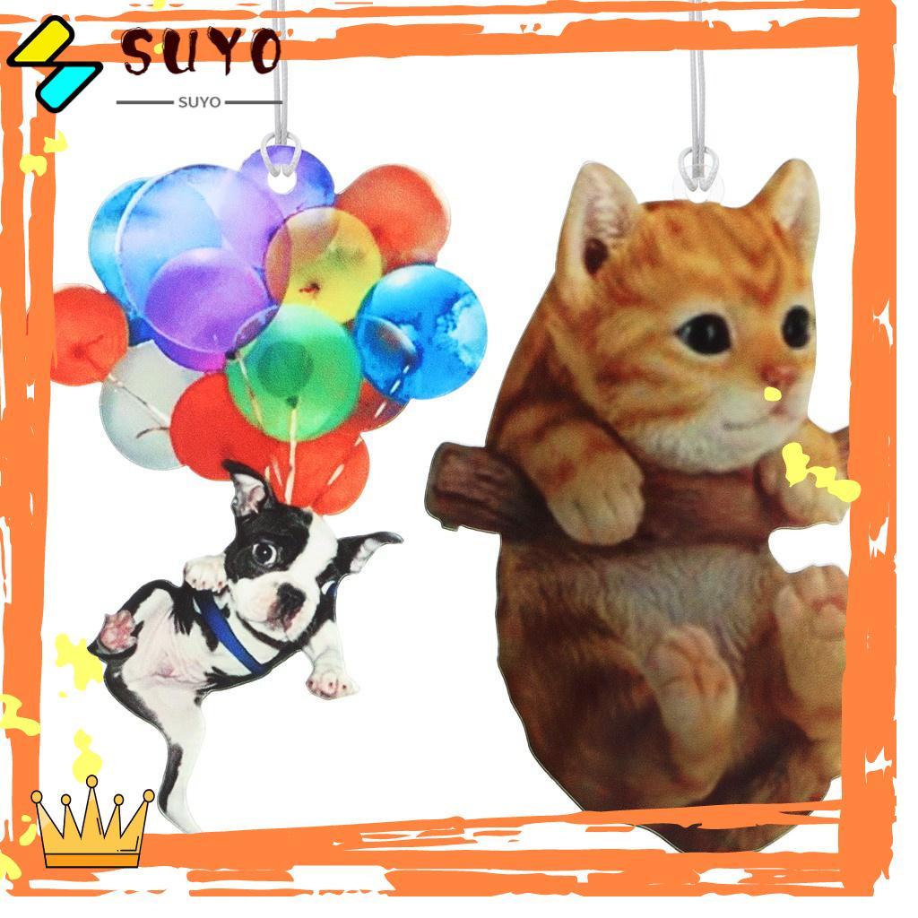Suyou Gantungan Kunci Bentuk Kucing + Anjing Untuk Dekorasi Interior Mobil
