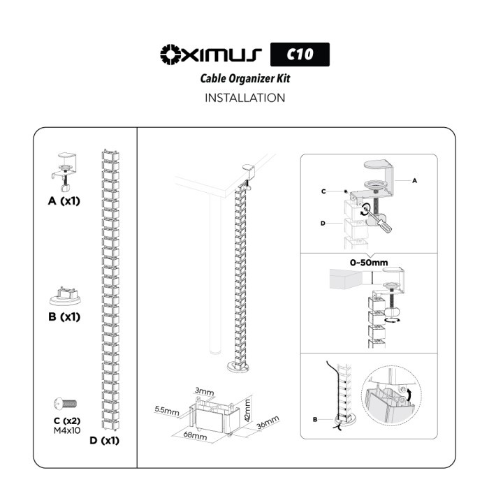 Organizer Kabel Protektor Modular Kabel Management Jepit OXIMUS C10