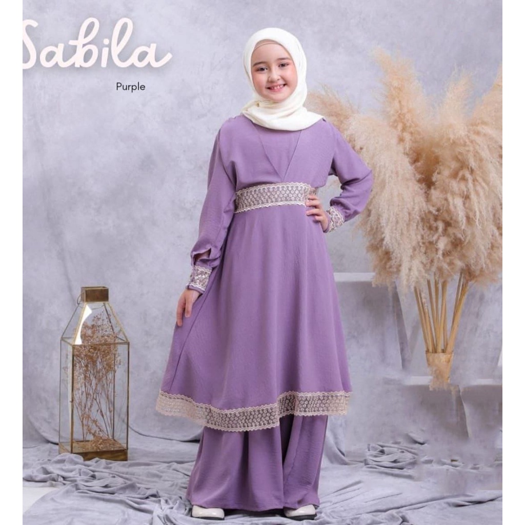 Sabila Kids Gamis Anak Perempuan Renda Tile Bintang Premium