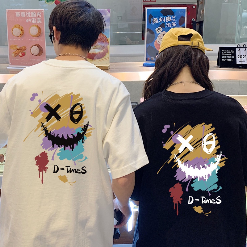 Promo T-Shirt Korean version kaos couple loose summer short-sleeved T-shirt oversized printing men's and women's all-match hip-hop personality tops