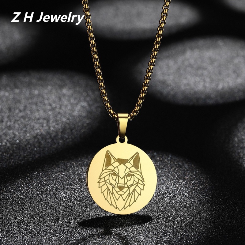 Z H Perhiasan Stainless Steel Serigala Liontin Pria Kalung Fashion Retro Hip Hop Pesta Perhiasan Aksesoris Hadiah