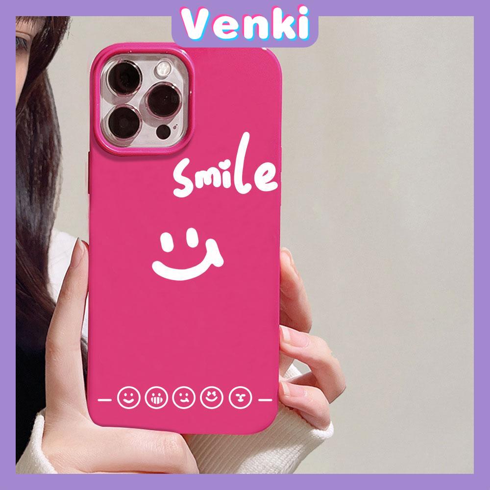 VENKI - For iPhone 11 iPhone Case Red Glossy TPU Soft Case Shockproof Protection Camera Smiley English Simple Compatible with iPhone 14 13 Pro max 12 Pro Max xr xs max 7Plus 8Plus