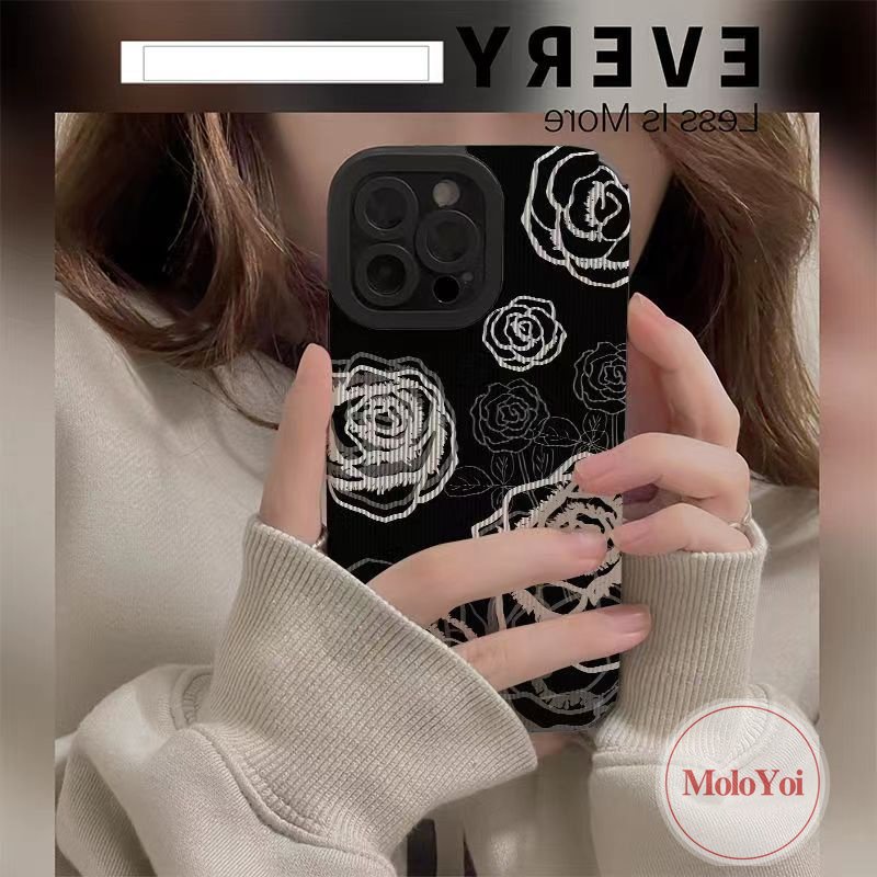 IPHONE Casing Ponsel Bunga Mawar Retro Merek Trendi Kompatibel Untuk Iphone11 12 13 14 Pro MAX 7Plus 8Plus 78 Plus X XR XS MAX Shockproof Mewah Tekstur Kulit Silicon Lembut Tpu Cover