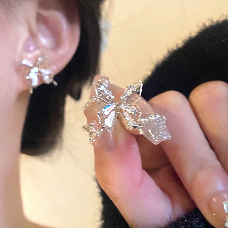 Anting Giwang Telinga Butterfly Zircon 3D Hollow-out Mewah Untuk Wanita Perempuan