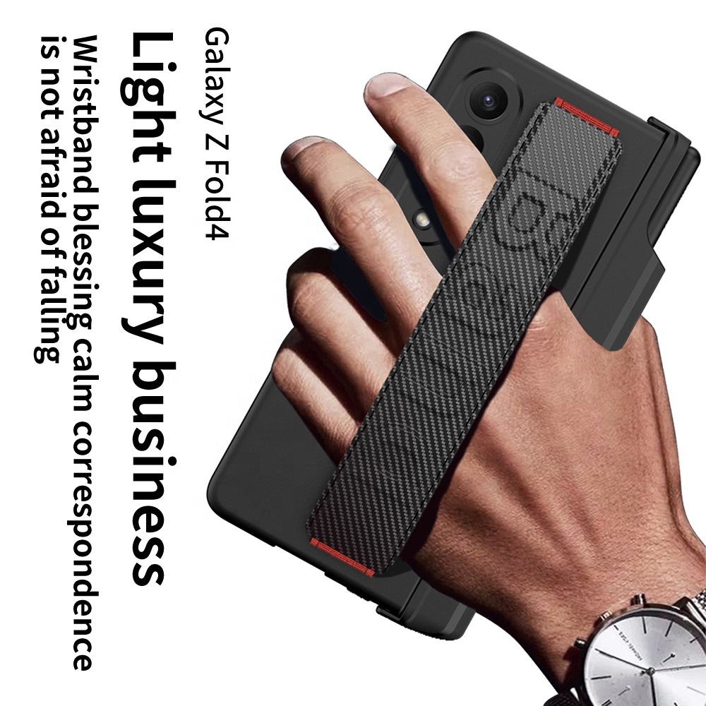 Folding Phone Case For Samsung Z Fold 4 - Fold 3 Case With Bracket Magnetic Wristband Holder Hinge