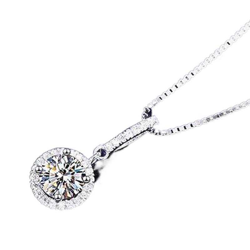 Kalung Pernikahan Pengantin Sederhana Dan Elegan Warna Perak Brilliant Cubic Zirconia Pendant Necklace Perhiasan Wanita Serbaguna