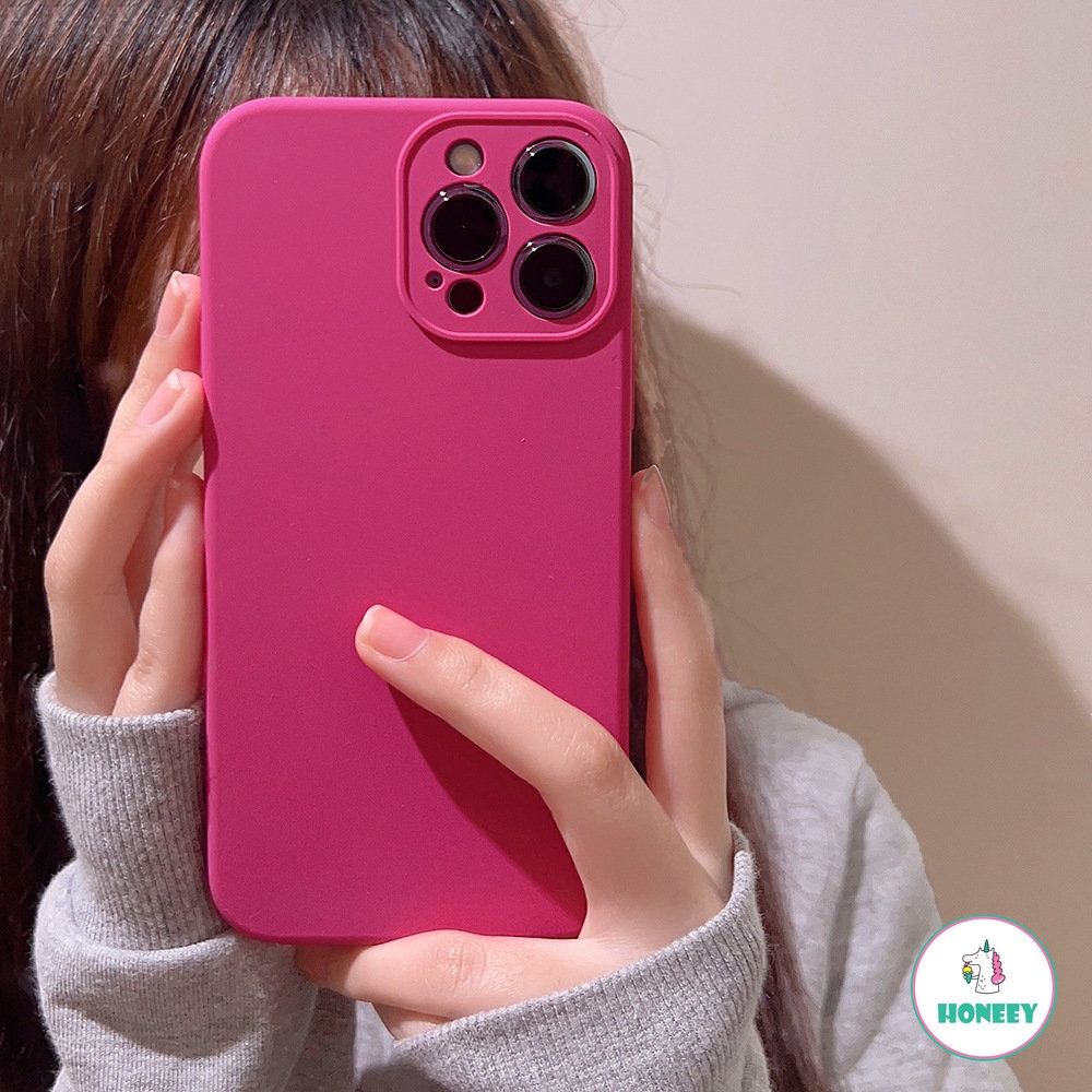 Casing Ponsel Warna Solid Silikon Cair Untuk iPhone 14 Pro Max13 12 11 Pro Max Matte Shockproof Lembut Bumper TPU Penutup Belakang