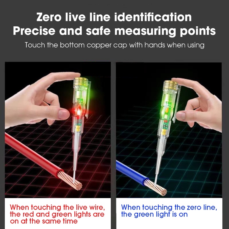 Pen Tester Tegangan Lampu Ganda Warna-Warni/Pen Pengukur Listrik Universal/Alat Pemeliharaan Rumah Tangga