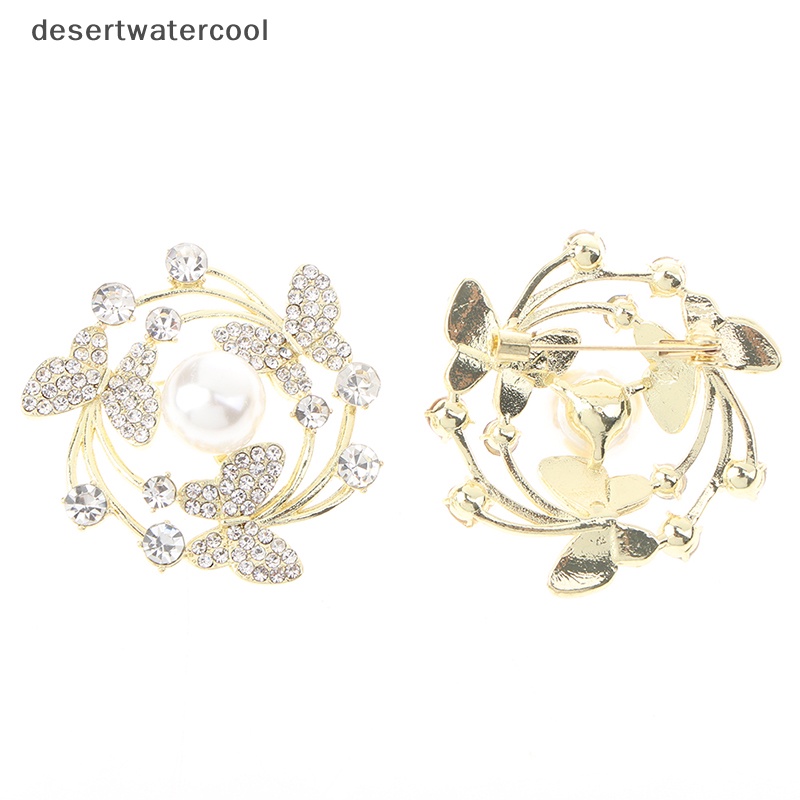 Deid Temperamen Kupu-Kupu Mutiara Perhiasan Pin Batu Permata Bertatahkan Murah Hati Bros Martijn