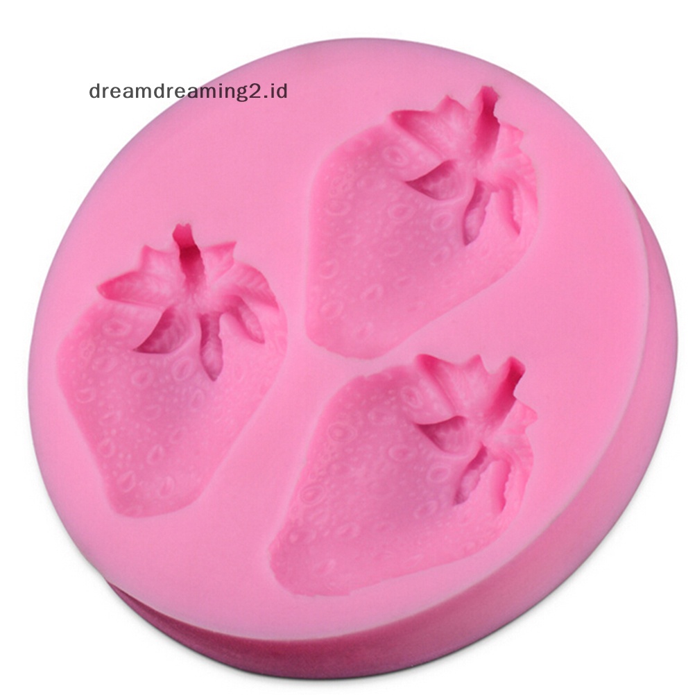 (drea) Cetakan Silikon Fondant Cake Coklat Decorag Baking Soap Mold Strawberry//