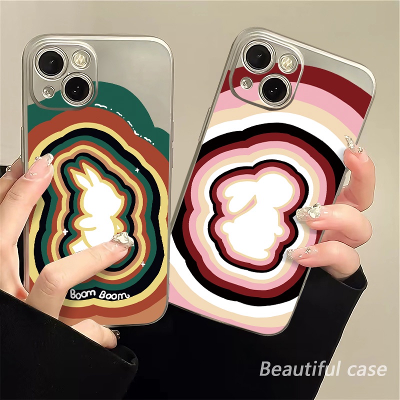 IPHONE Kelinci Lucu Soft Phone Case Kompatibel Untuk Iphone14 13 12 Pro Max11 XS XR X8+76S Plus Casing Mini Electroplate TPU Silikon Shockproof Cover