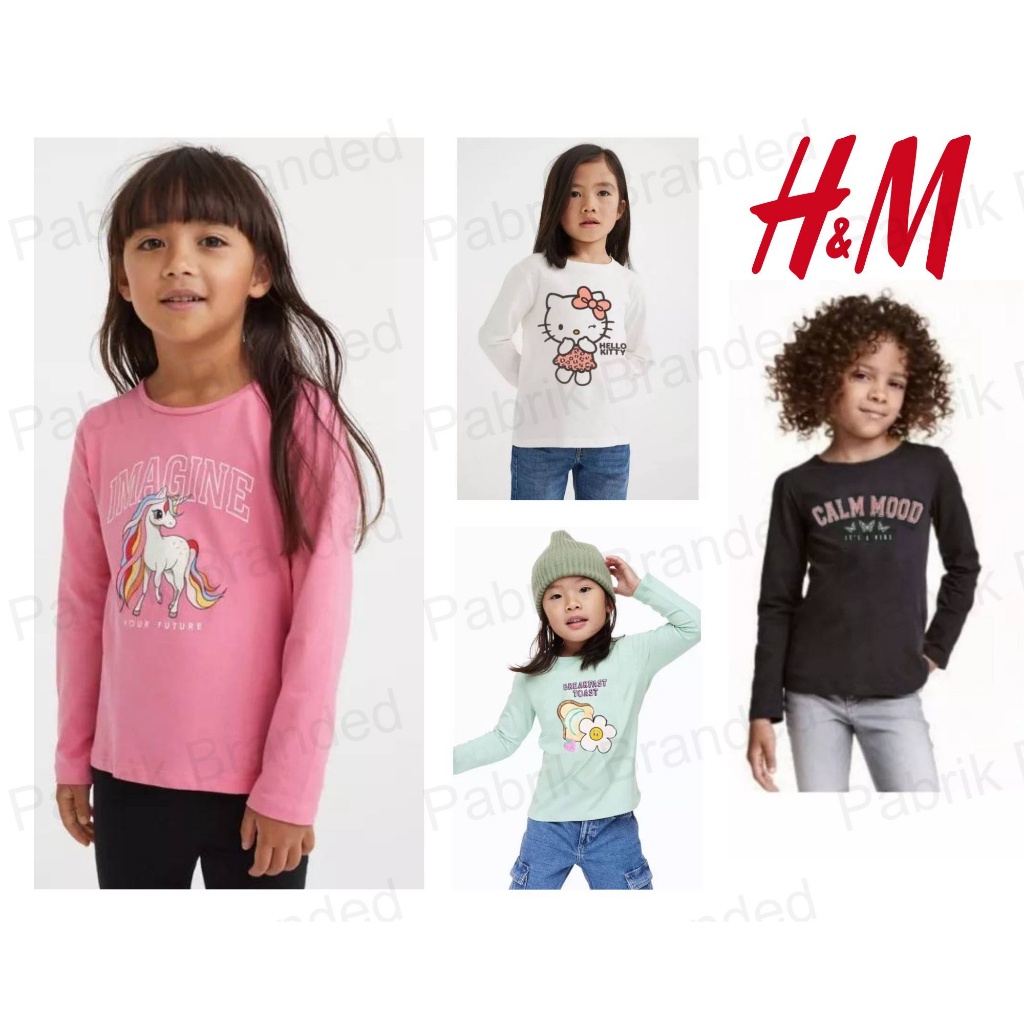 pabrik branded H*m Hnm tee kids girls hm kaos P4 baju atasan anak perempuan long sleeve tee murah ec