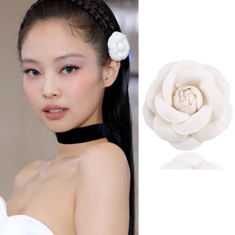 1pcs INS Jennie Camellia Bentuk Jepit Rambut Hair Clip Untuk Wanita Perempuan DIY Bros Pin Aksesori 5cm