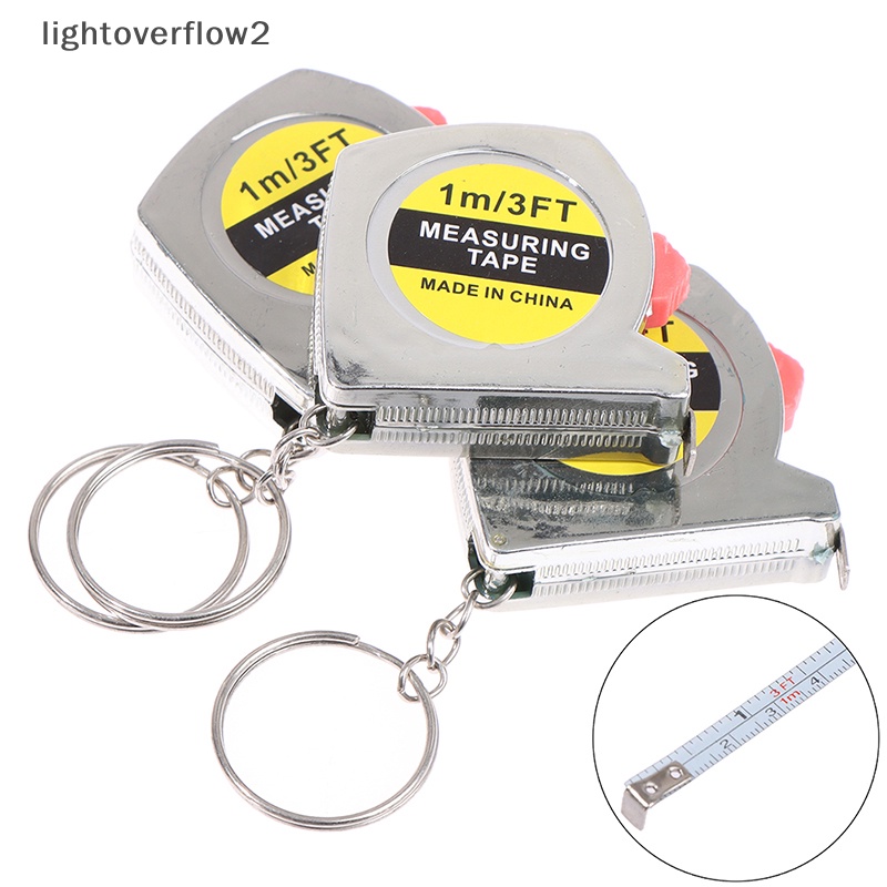 [lightoverflow2] 1m/3ft Penggaris Pengukur Saku Stainless Steel Yang Dapat Ditarik Gantungan Kunci Tape Measure [ID]