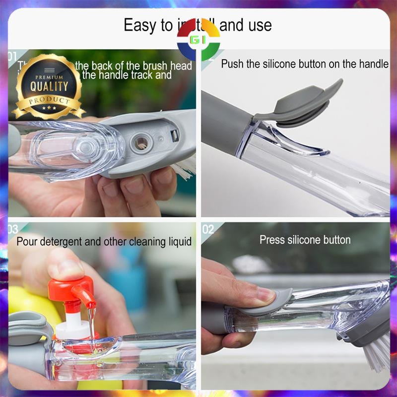 Sikat Pembersih Serbaguna Cleaning Brush dengan Dispenser Sabun Air Gray/White