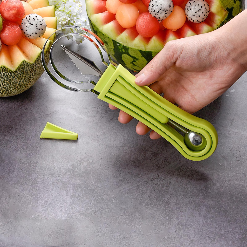 3in1 Pisau Melon Stainless Steel Scoop Carving Peeler Untuk Semangka Pitaya Cantaloupe