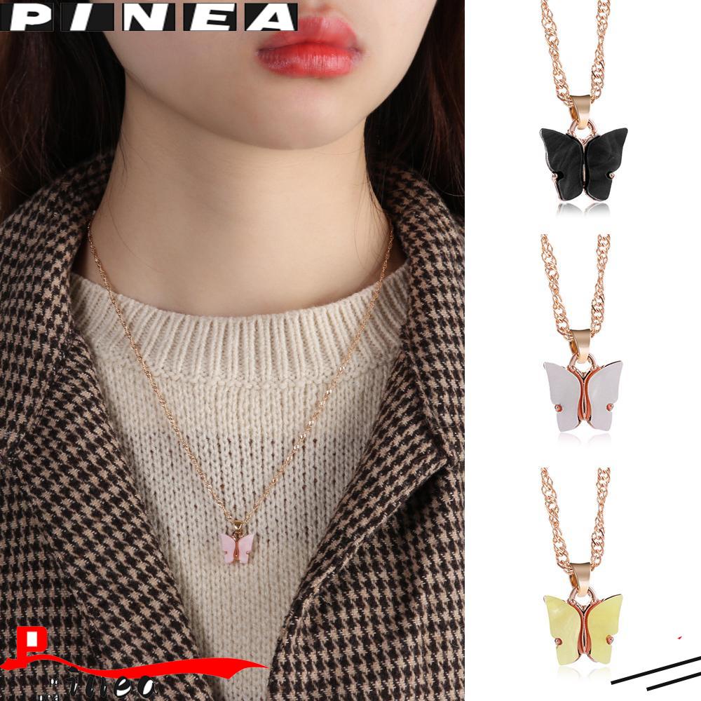 Kalung Kupu-Kupu Nanas Fashion Rantai Klavikula Geometris Liar Lucu Kawaii Pendant