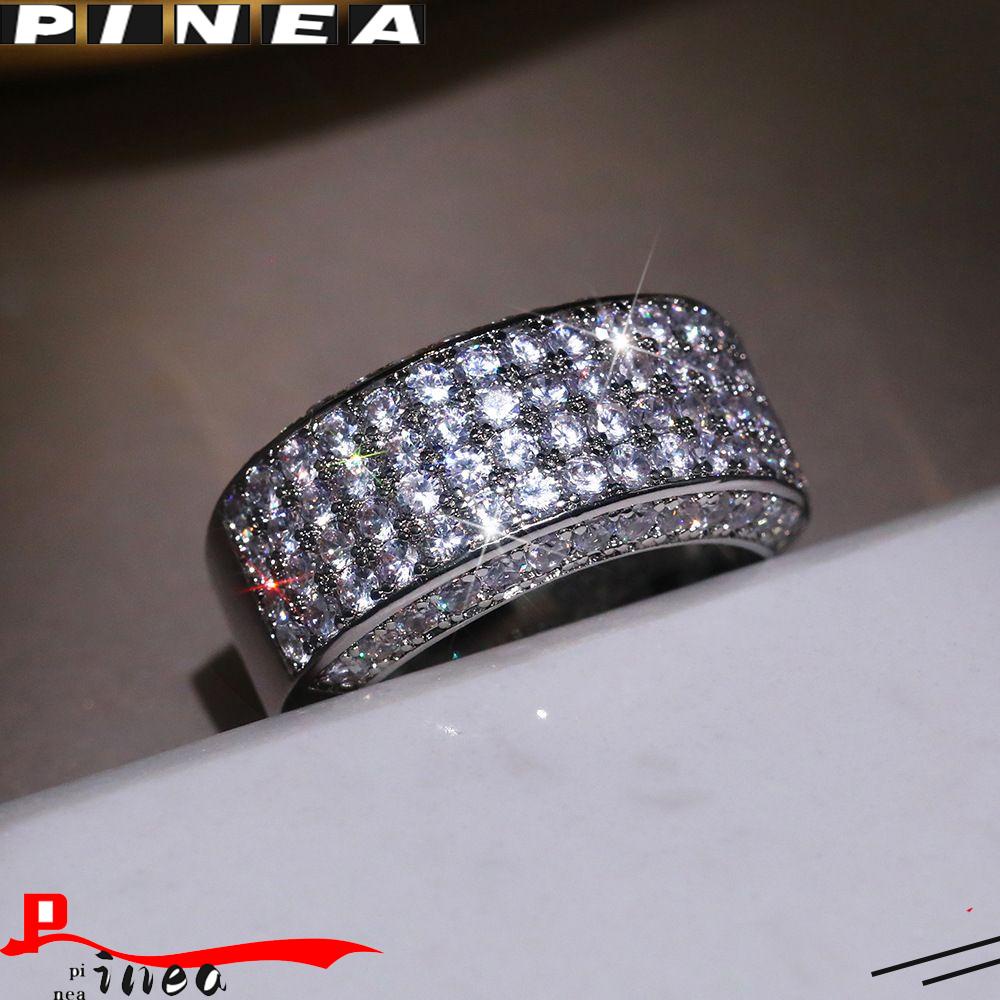 Cincin Berlian Imitasi Nanas Lingkaran Indah Hadiah Pasangan Band