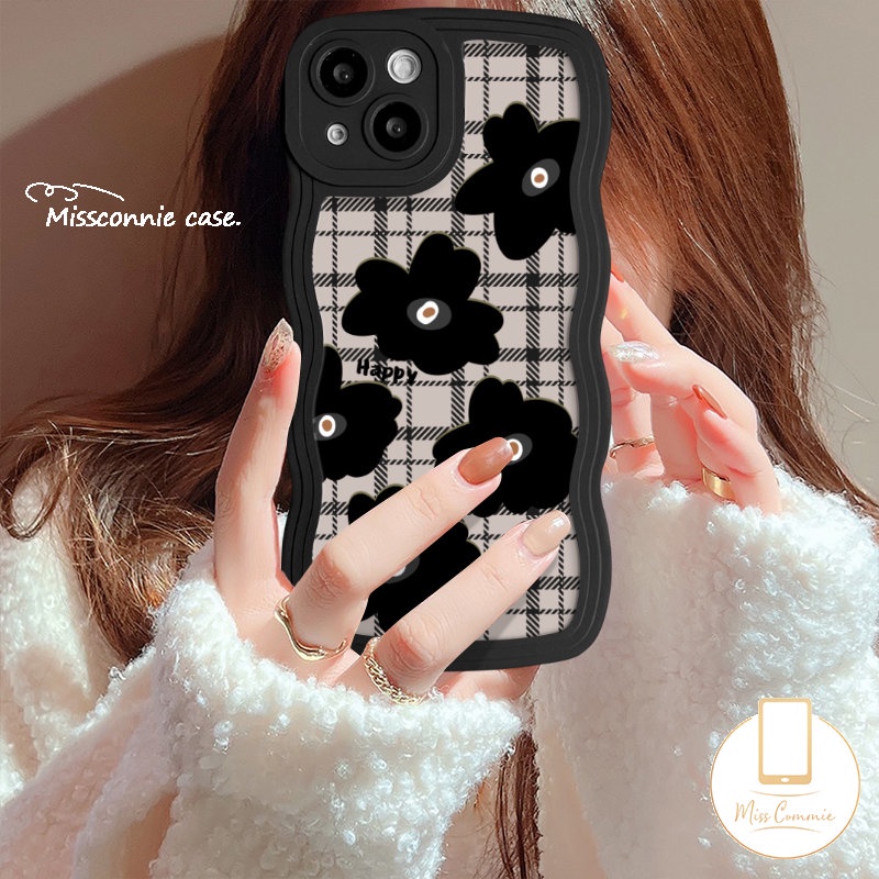 Casing Ponsel Bunga Retro Untuk Redmi 9C 10C 10 12C A1 9A 9 10A 9T A1+Note9 11s 11 10s 9s 8 10 Pro Mi 11T Pro POCO M3 X3 NFC Pro Motif Kotak Pinggir Bergelombang Lembut Tpu Bunga Belakang Sarung