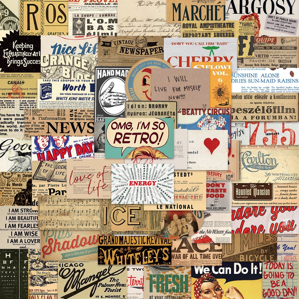 58pcs/set Retro Eropa Amerika Poster Graffiti Stiker Gitar Bagasi Dekorasi Tahan Air Stiker Mahasiswa