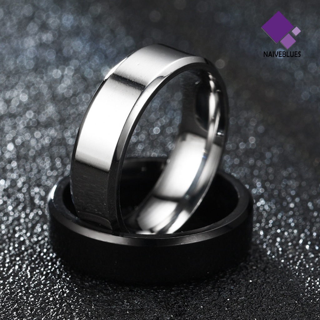 &lt; Naiveblues &gt; Lebar Anti Karat Pria Cincin Stainless Steel Sederhana Indah Pertunangan Fashion Perhiasan