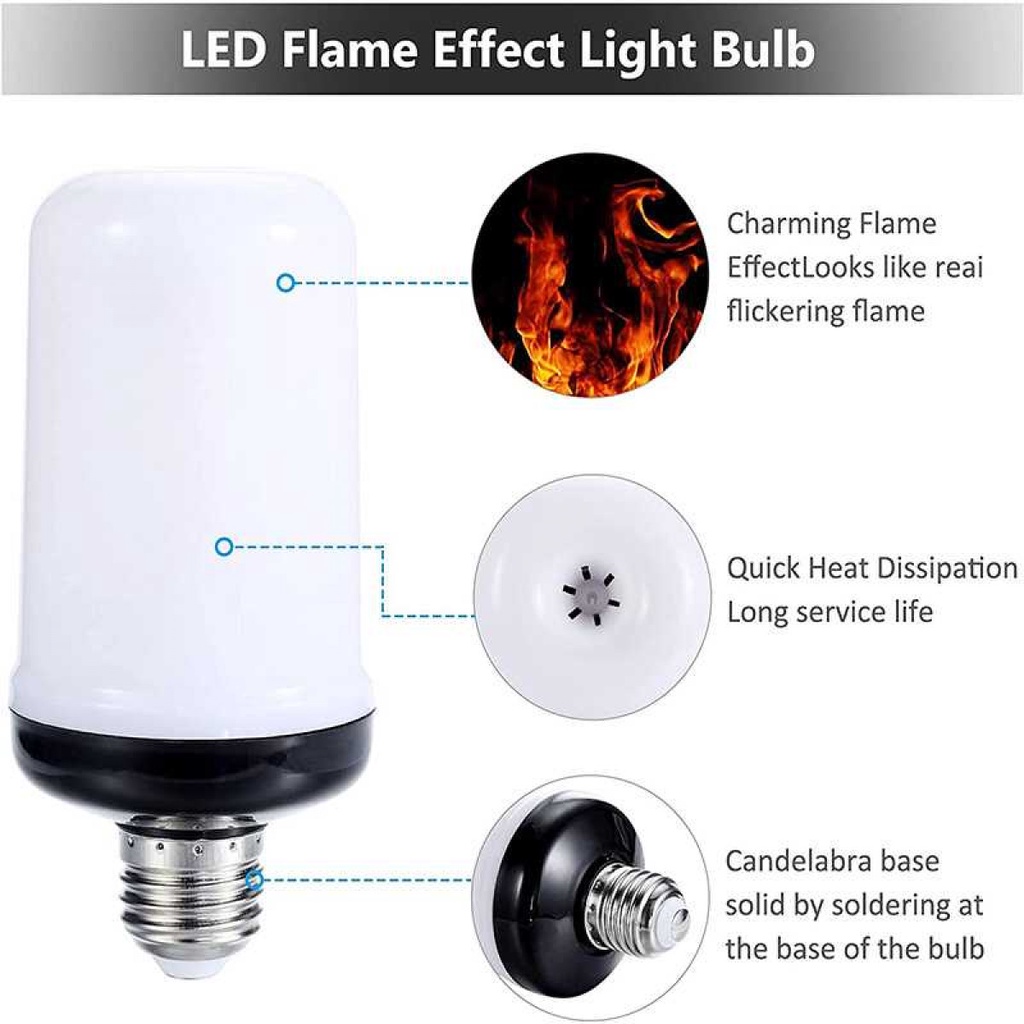 Lampu Bohlam LED Model Api Flickering Flame E27 Orange Light 3W