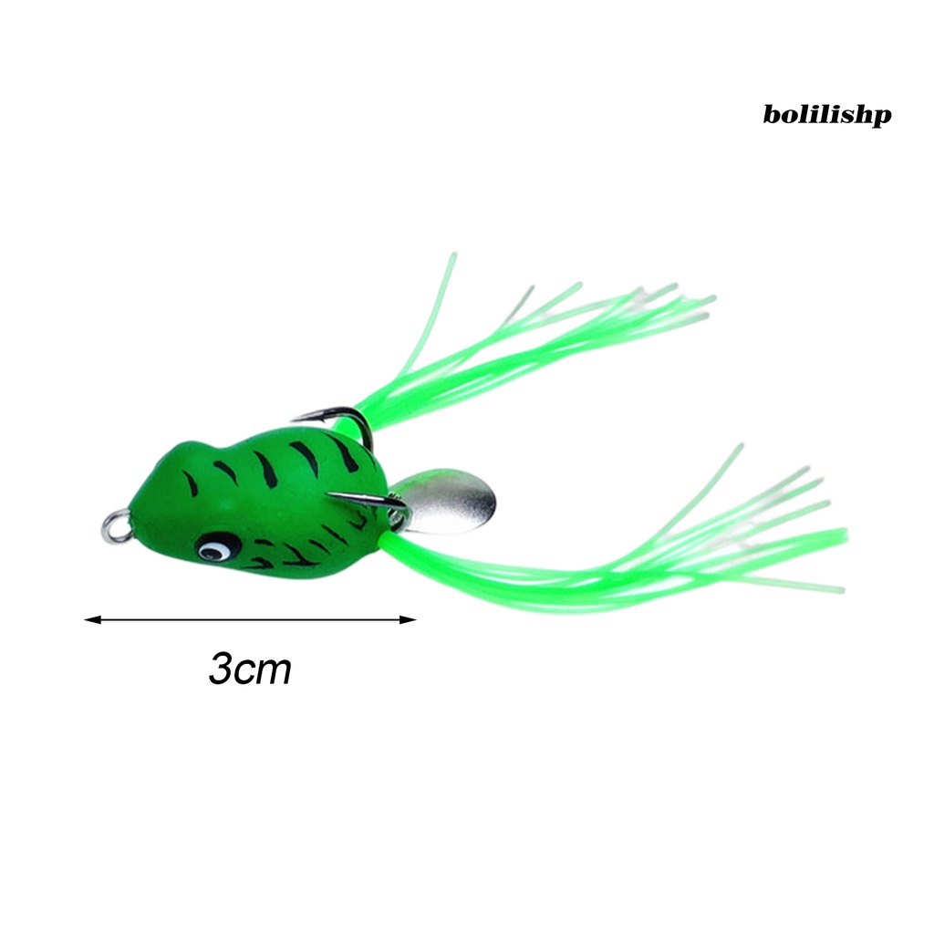 Bo-3cm Umpan Pancing Kait Ganda Dengan Jumbai Spinner Payet Berongga Simulasi Panjang Pengecoran Buatan PVC Lembut Snakehead Frog Bait Fishing Gear