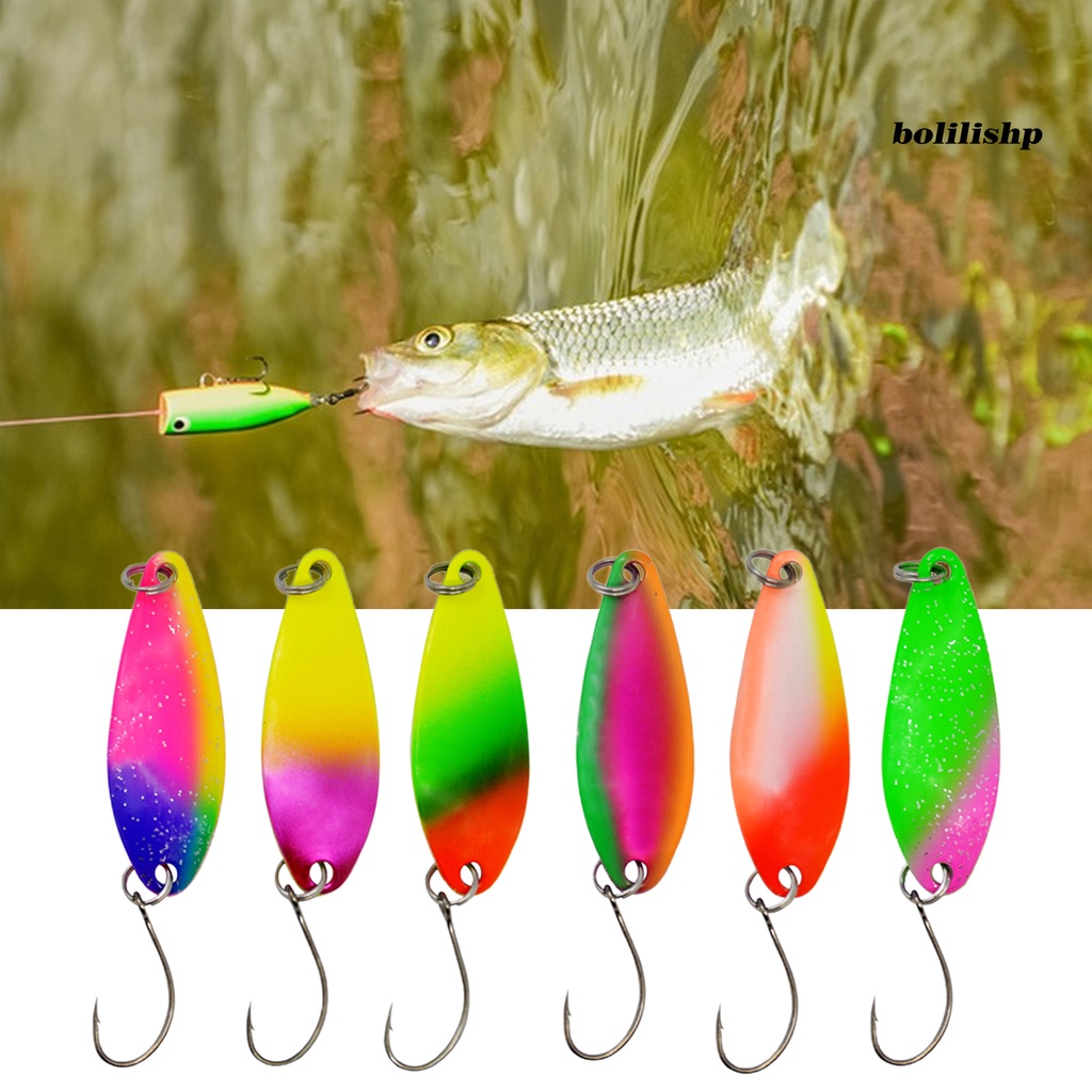 Bo-6pcs 5g/4cm Berwarna Sequin Semua Air Universal Tajam Kait Meningkatkan Tingkat Angling Willow Daun Buatan Umpan Payet Aksesoris Memancing