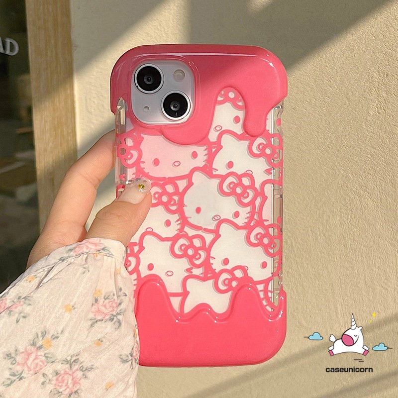 Casing Ponsel Hello Kitty Kartun Lucu Kompatibel Untuk IPhone 7Plus 8Plus 11 14 13 12 Pro Max7 8 Plus XR X XS Max SE 2020 Shockproof Kreatif Permen Es Krim Soft Cover