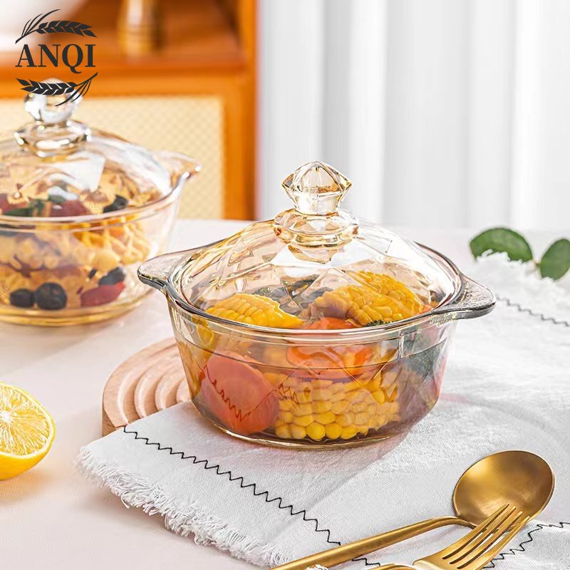 ANQI 1888 Tutup Berlian Glass Pot / Panci Kaca Transparant