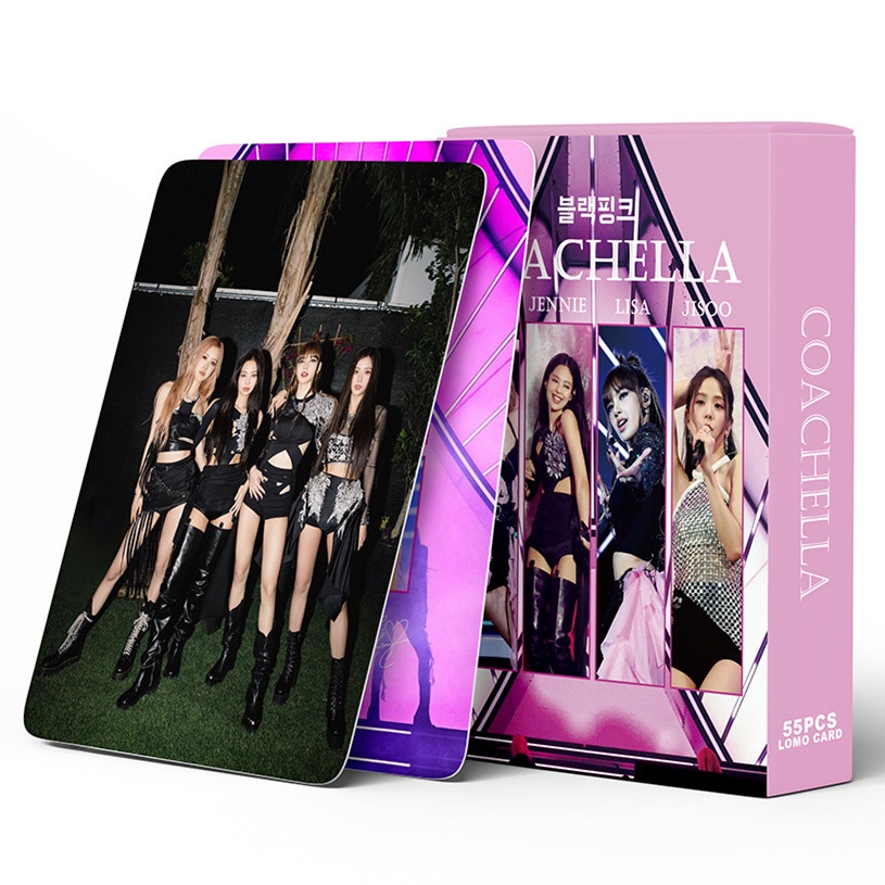 55pcs/box Hitam-PINK Coachella Photocards Series Kartu Lomo Blackpink JENNIE JISOO ROSE LISA Kpop Postcards Blackpink