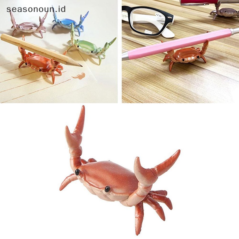 Seasonoun Kreatif Lucu Crab Pen Holder Weightlifg Crabs Penholder Rak Penyimpanan.