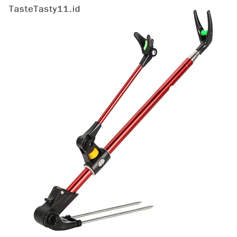 Tastetasty Rak Joran Pancing Teleskopik Tiang Stand Holder Adjustable 1.7m/2.1m Alat Pancing Stainless Steel Lipat Anti slip.