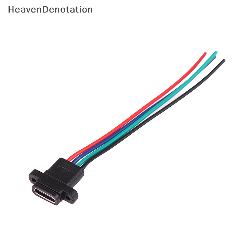 [HeavenDenotation] Konektor USB 3.1 Tipe-C 4Pin Kawat Las Female Soket Cewe Tahan Air Ring Karet Arus Tinggi Port Pengisian Cepat HDV