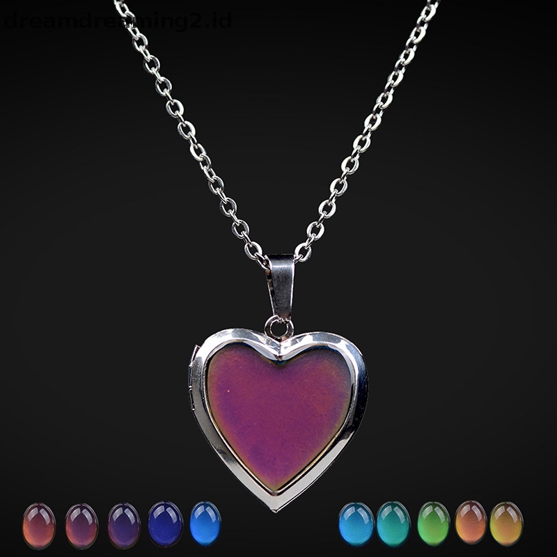 (drea) Mood Necklaces Heart Pendant Necklace Kontrol Suhu Kalung Berubah Warna//