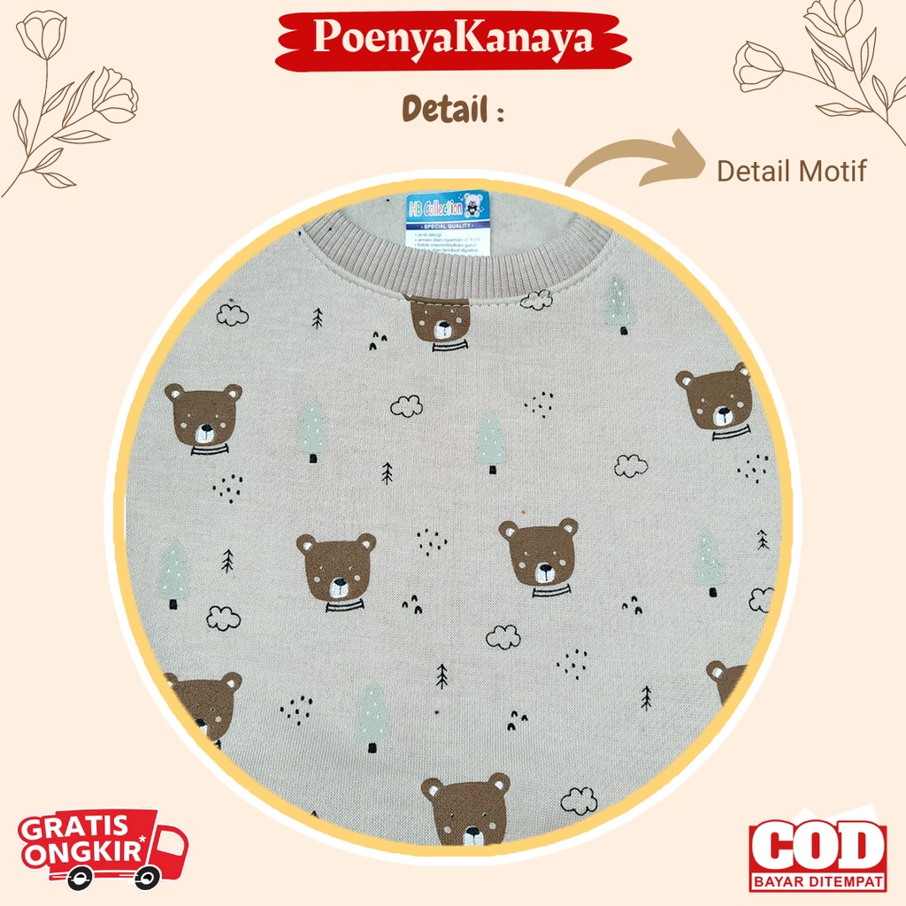 Setelan Sweater Jaket Bayi Anak Panjang FOREST BEAR HBc Size 6-18 Bulan SPY63