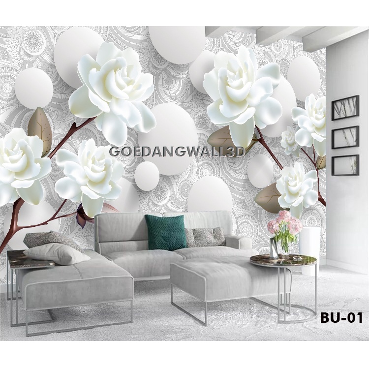 wallpaper ruang tamu mewah 3d - Wallpaper bunga 3d Murah motif tangkai bunga - wallpaper dinding bunga 3d custom