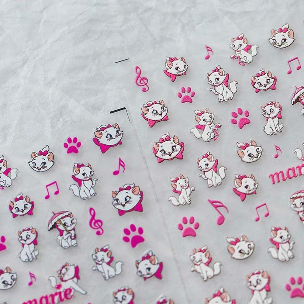 Needway Kartun Stiker Kuku Wanita Colorful Star Moon Marie Cat Smile Dekorasi Kuku