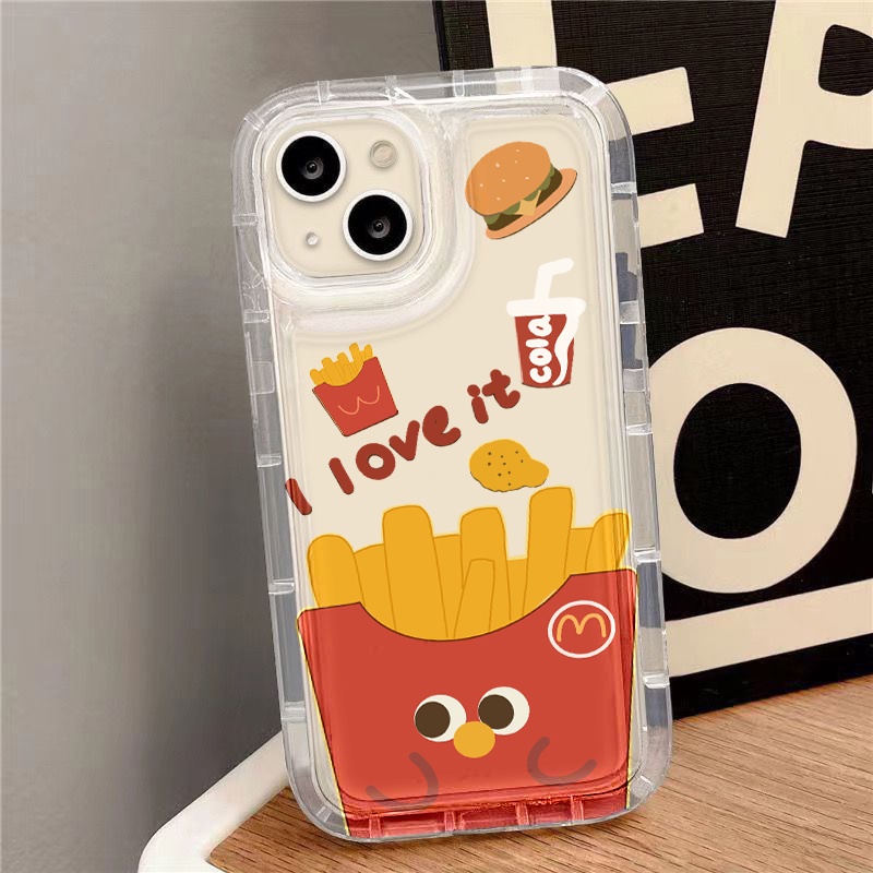 Hamburger Fries Case Untuk Samsung A14 A13 A11 A12 A10 A10S A31 EU A51 A52 A52S A50 A50S A30S A32 A33 A03 A22 A23 A71 A73 A02 A03 S22 S23 Plus Ultra FE Airbag Shockproof Cover