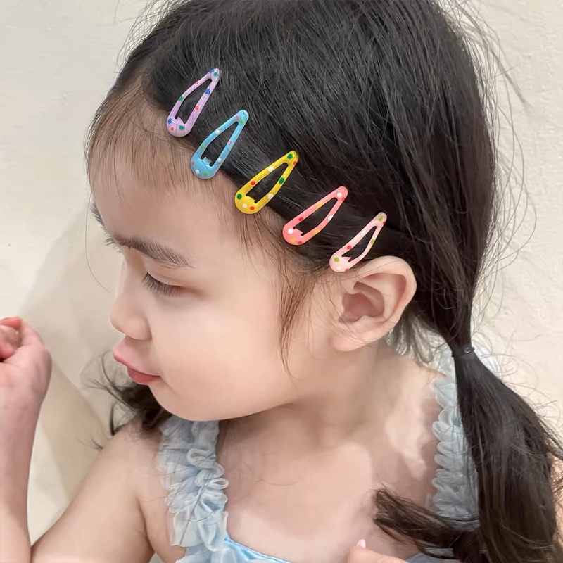 [Unggulan] Anak-anak Korea Fashion Warna-Warni Enamel Jepit Rambut Gadis Manis Lucu Bentuk Drop Dots Snap Hairpin Anak Permen Warna BB Jepit Bayi Populer Aksesoris Rambut