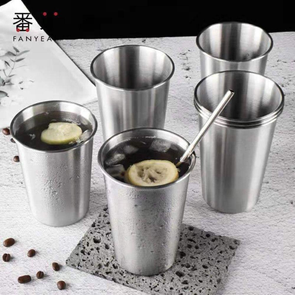 [Elegan] Cangkir Kopi Portable Stainless Steel Kesederhanaan Peralatan Makan Kantor Mahasiswa Susu Teh Lemon Cangkir Air