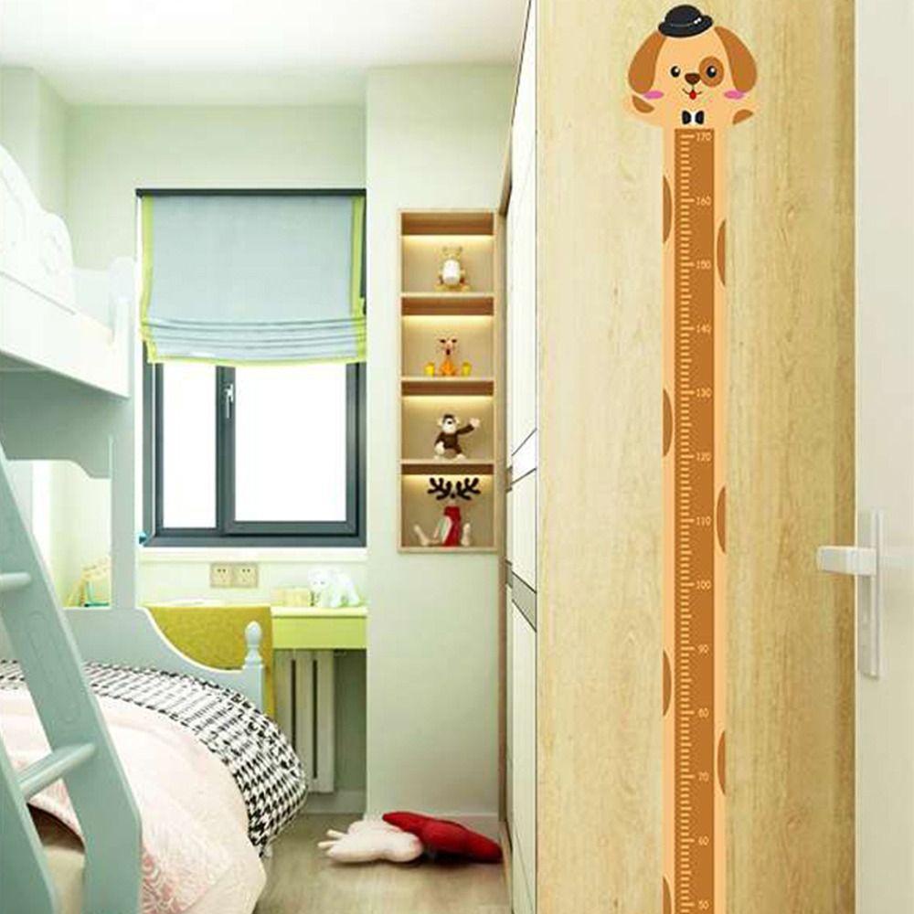 NEEDWAY Needway Pengukur Tinggi Badan Stiker Dinding Kartun Praktis Tahan Air Monyet Singa Kelinci Hewan Pola Baby Nursery Wall Decals