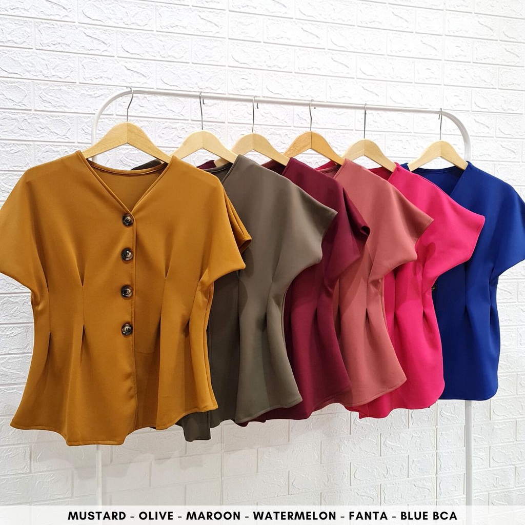 3043 marie button blouse scuba atasan busui atasan bumil