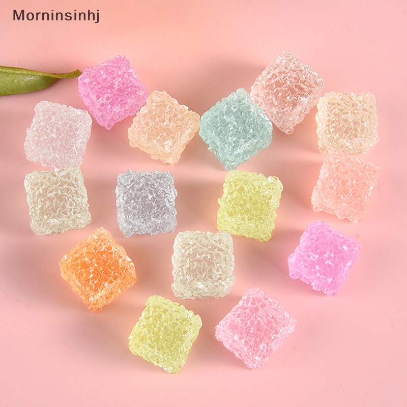 Mornin 10pcs Mini Luminous Colorful Square Sugar Food Game Flatback Resin Cabochons DIY id