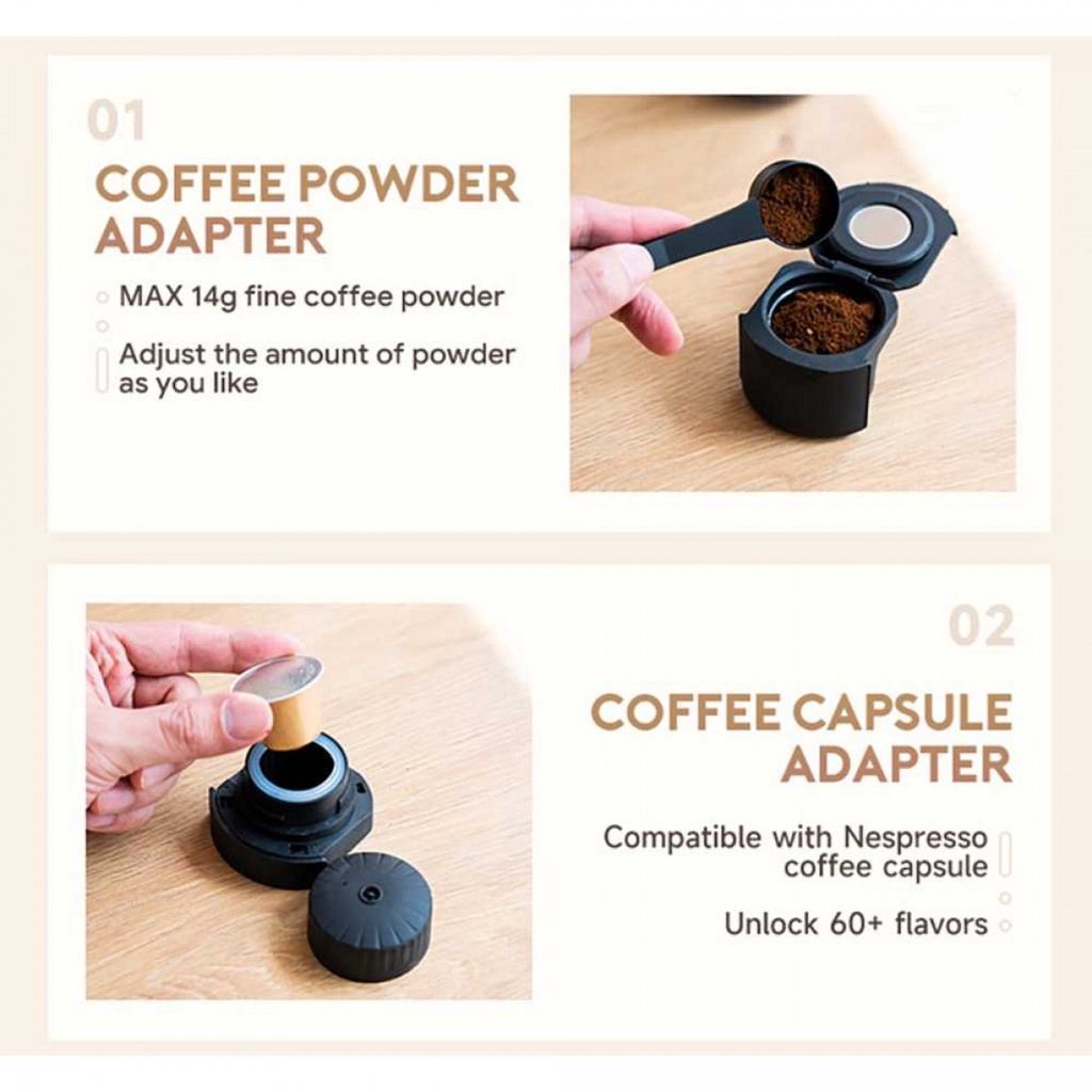 Mesin Kopi Portable Traveling Espresso Nanopresso Electric Handheld 2 in 1