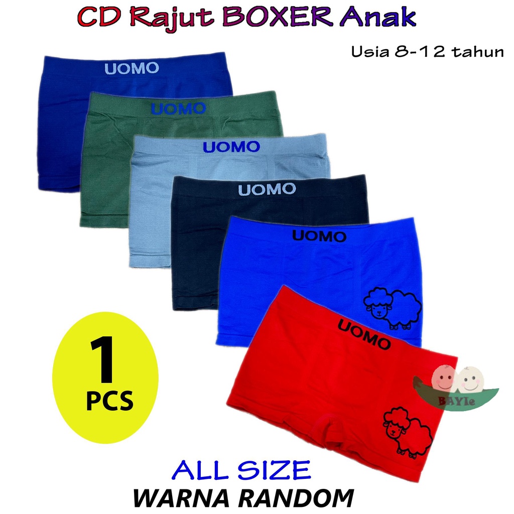 BAYIe - 1 Pcs Celana Dalam/CD Boxer Anak Bahan Rajut OUMO PREMIUM Tanpa Jahitan ALL SIZE